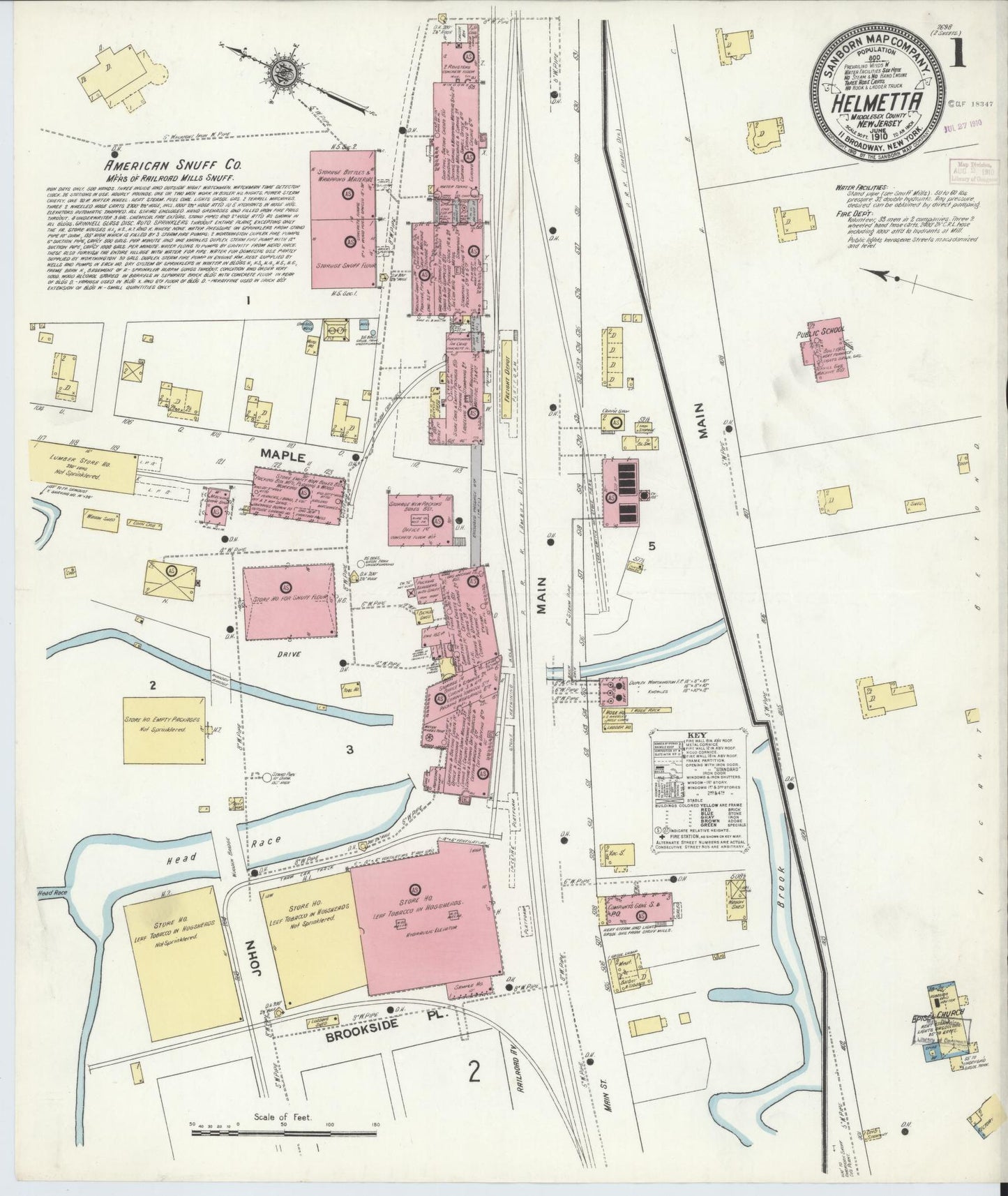 Sanborn Fire Insurance Map from Helmetta, Middlesex County, New Jersey. (1910) – Historic Sanborn Fire Insurance Map Print