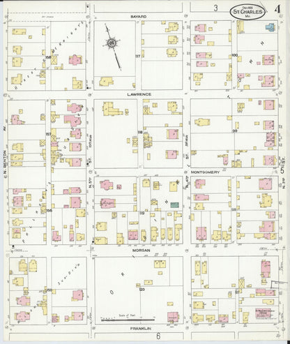Sanborn Fire Insurance Map from Saint Charles, Saint Charles County, Missouri (1909), Sheet #0004 - Historic Sanborn Fire Insurance Map Print, vintage old map wall art, antique decor, genealogy gift, Missouri Missouri map