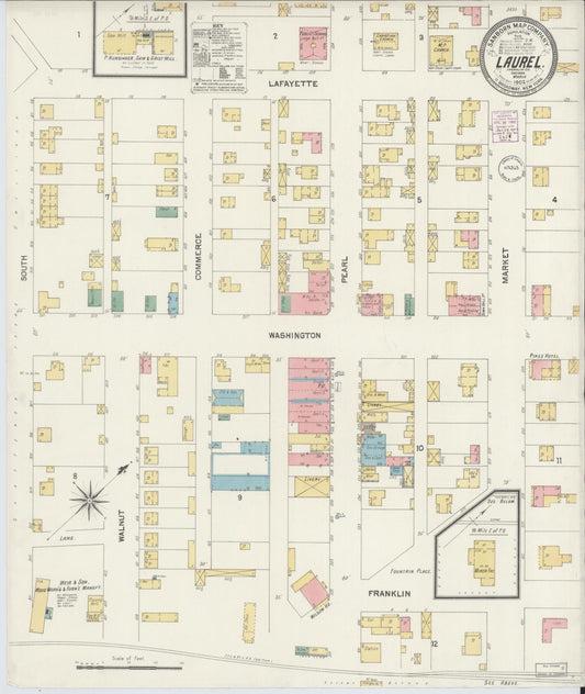 Sanborn Fire Insurance Map from Laurel, Franklin County, Indiana (1902), Sheet #0001 - Historic Sanborn Fire Insurance Map Print, vintage old map wall art, antique decor, genealogy gift, Indiana Indiana map