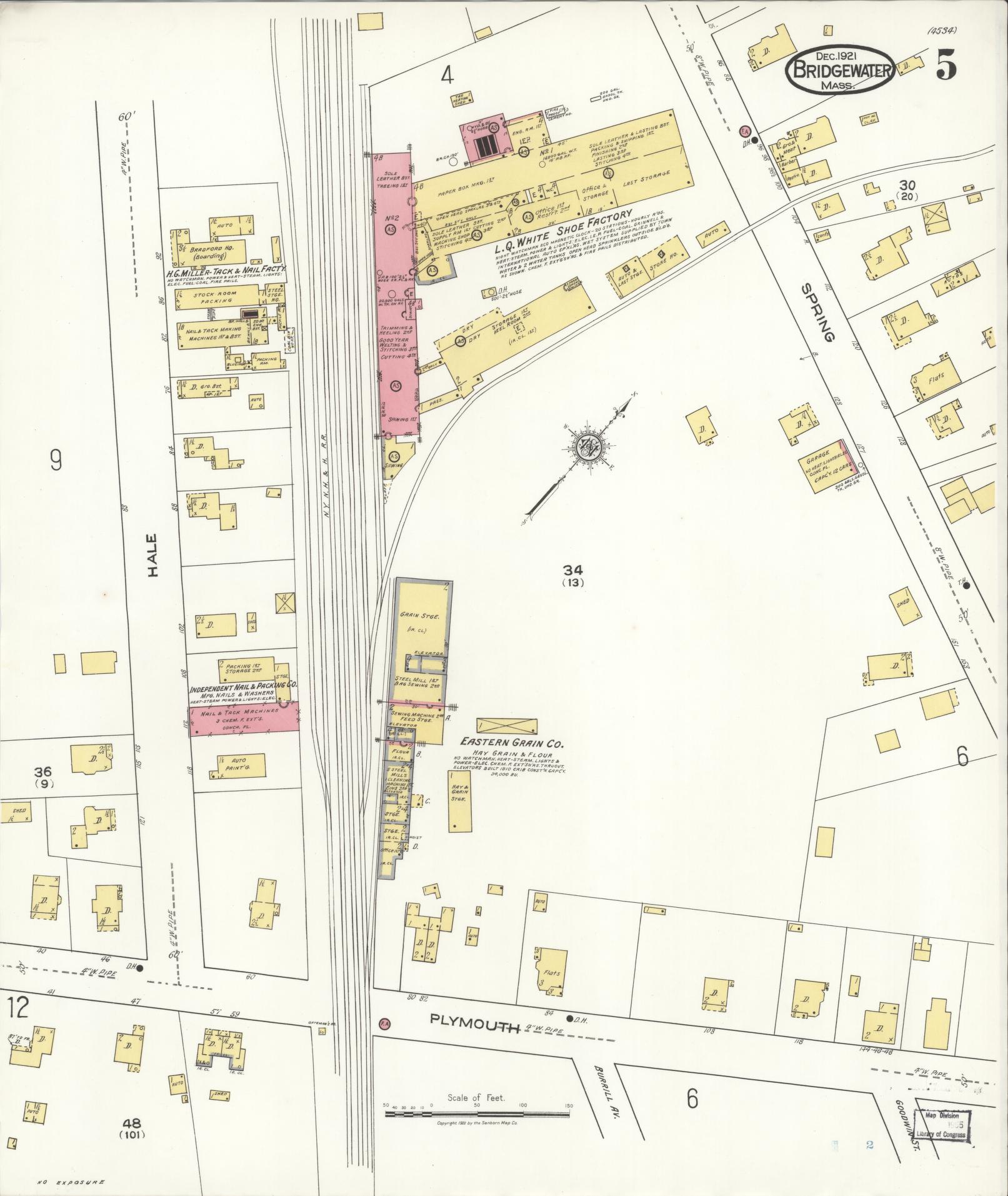 Sanborn Fire Insurance Map from Bridgewater, Plymouth County, Massachusetts (1921), Sheet #0005 - Historic Sanborn Fire Insurance Map Print, vintage old map wall art, antique decor, genealogy gift, Massachusetts Massachusetts map