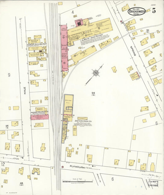 Sanborn Fire Insurance Map from Bridgewater, Plymouth County, Massachusetts (1921), Sheet #0005 - Historic Sanborn Fire Insurance Map Print, vintage old map wall art, antique decor, genealogy gift, Massachusetts Massachusetts map