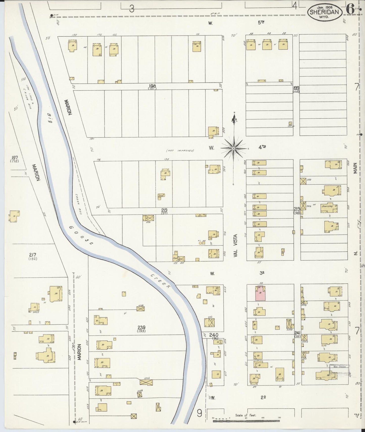 Sanborn Fire Insurance Map from Sheridan, Sheridan County, Wyoming (1908), Sheet #0006 - Complete Map Set gallery image, historic Sanborn map, vintage wall art, Wyoming Wyoming