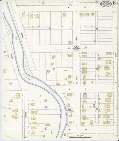 Sanborn Fire Insurance Map from Sheridan, Sheridan County, Wyoming (1908), Sheet #0006 - Complete Map Set gallery image, historic Sanborn map, vintage wall art, Wyoming Wyoming