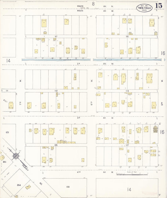 Sanborn Fire Insurance Map from Twin Falls, Twin Falls County, Idaho (1911), Sheet #0015 - Historic Sanborn Fire Insurance Map Print, vintage old map wall art, antique decor, genealogy gift, Falls Idaho map