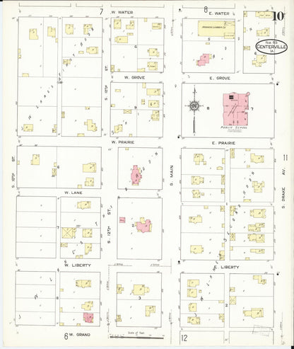 Sanborn Fire Insurance Map from Centerville, Appanoose County, Iowa (1913), Sheet #0010 - Historic Sanborn Fire Insurance Map Print