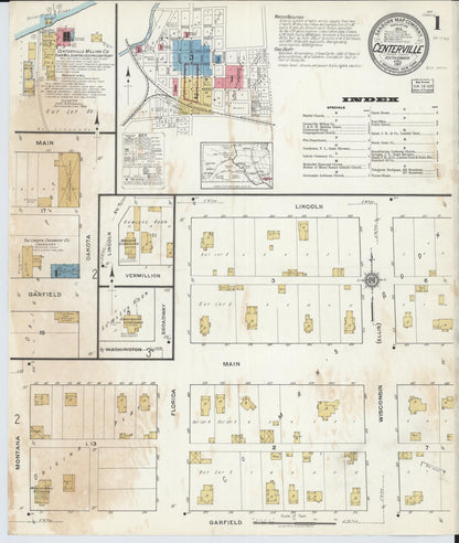 Sanborn Fire Insurance Map from Centerville, Turner County, South Dakota (1917), Sheet #0001 - Complete Map Set gallery image, historic Sanborn map, vintage wall art, South Dakota South Dakota