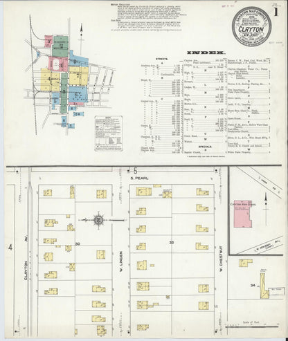 Sanborn Fire Insurance Map from Clayton, Gloucester County, New Jersey (1910), Sheet #0001 - Complete Map Set gallery image, historic Sanborn map, vintage wall art, New Jersey New Jersey