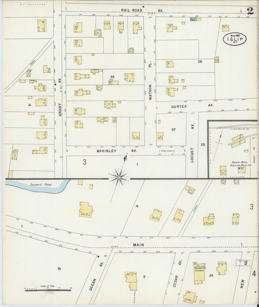 Sanborn Fire Insurance Map from Islip, Suffolk County, New York (1897), Sheet #0002 - Historic Sanborn Fire Insurance Map Print, vintage old map wall art, antique decor, genealogy gift, New York New York map