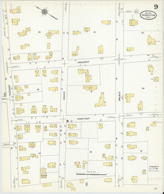 Sanborn Fire Insurance Map from Stoughton, Norfolk County, Massachusetts (1912), Sheet #0009 - Historic Sanborn Fire Insurance Map Print, vintage old map wall art, antique decor, genealogy gift, Massachusetts Massachusetts map