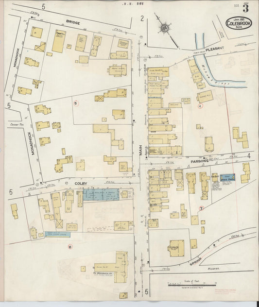 Sanborn Fire Insurance Map from Colebrook, Coos County, New Hampshire (1945), Sheet #0003 - Historic Sanborn Fire Insurance Map Print, vintage old map wall art, antique decor, genealogy gift, New Hampshire New Hampshire map