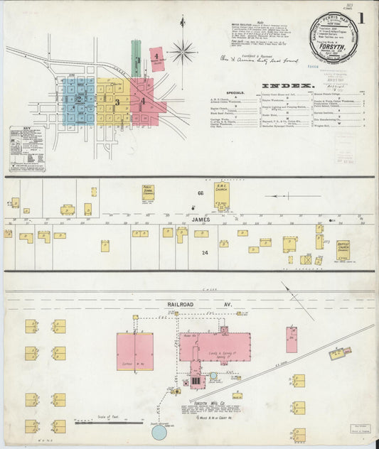 Sanborn Fire Insurance Map from Forsyth, Monroe County, Georgia (1900), Sheet #0001 - Complete Map Set gallery image, historic Sanborn map, vintage wall art, Georgia Georgia