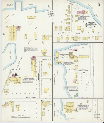 Sanborn Fire Insurance Map from Cambridge, Dorchester County, Maryland (1896), Sheet #0007 - Complete Map Set gallery image, historic Sanborn map, vintage wall art, Maryland Maryland