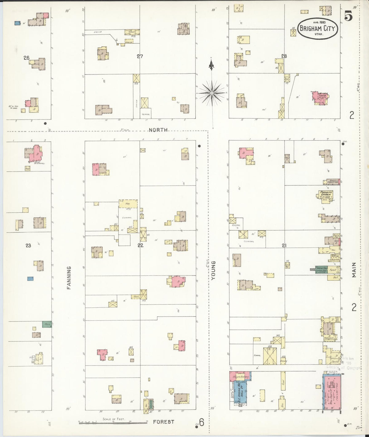 Sanborn Fire Insurance Map from Brigham City, Box Elder County, Utah (1900), Sheet #0005 - Complete Map Set gallery image, historic Sanborn map, vintage wall art, Utah Utah