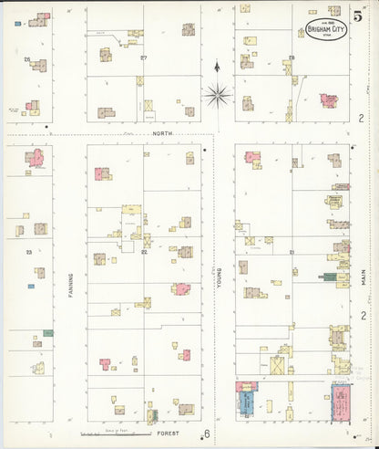Sanborn Fire Insurance Map from Brigham City, Box Elder County, Utah (1900), Sheet #0005 - Complete Map Set gallery image, historic Sanborn map, vintage wall art, Utah Utah