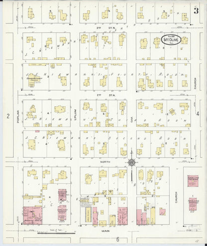 Sanborn Fire Insurance Map from Mount Olive, Macoupin County, Illinois (1910), Sheet #0003 - Complete Map Set gallery image, historic Sanborn map, vintage wall art, Illinois Illinois
