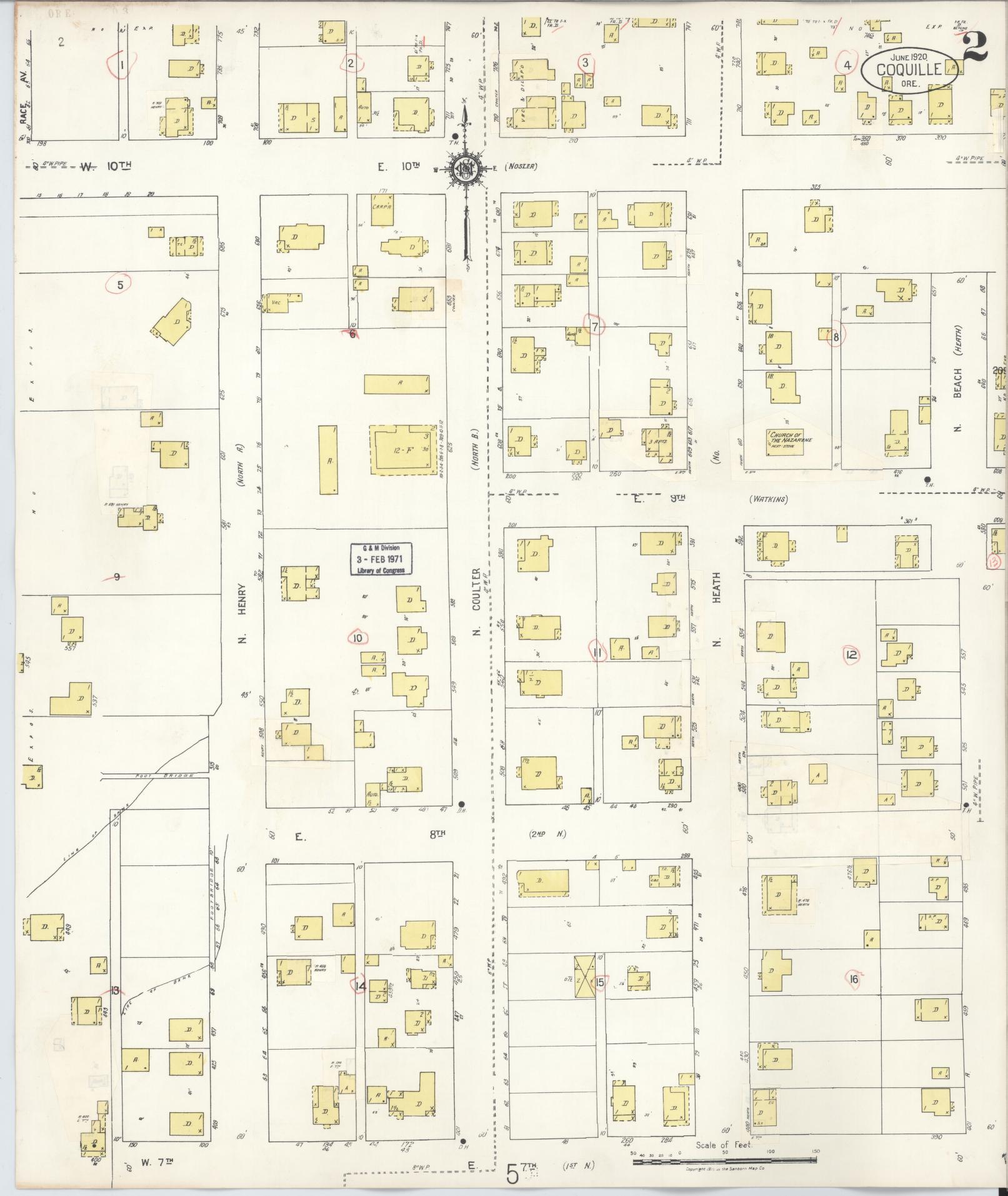 Sanborn Fire Insurance Map from Coquille, Coos County, Oregon (1945), Sheet #0002 - Complete Map Set gallery image, historic Sanborn map, vintage wall art, Oregon Oregon