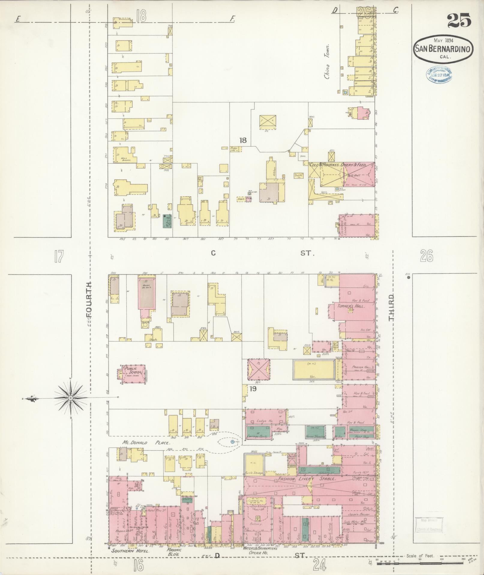 Sanborn Fire Insurance Map from San Bernardino, San Bernardino County, California (1894), Sheet #0025 - Complete Map Set gallery image, historic Sanborn map, vintage wall art, California California