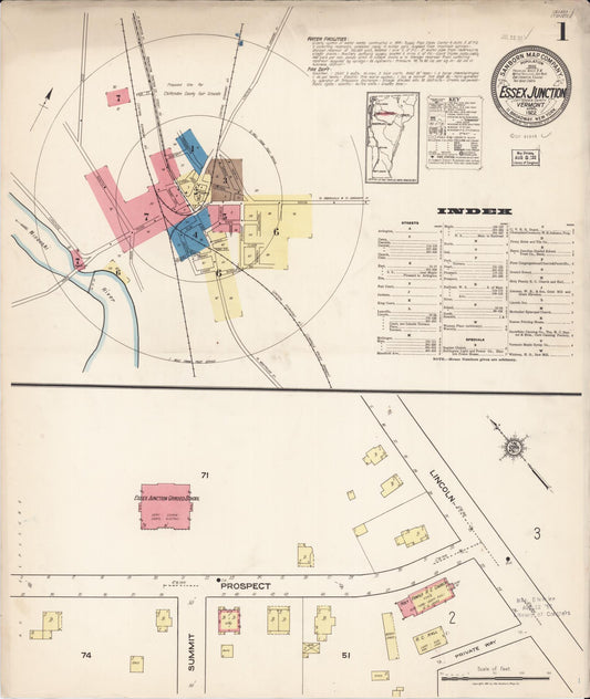 Sanborn Fire Insurance Map from Essex Junction, Chittenden County, Vermont (1922), Sheet #0001 - Complete Map Set gallery image, historic Sanborn map, vintage wall art, Vermont Vermont