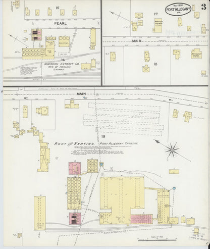 Sanborn Fire Insurance Map from Port Allegany, McKean County, Pennsylvania (1892), Sheet #0003 - Historic Sanborn Fire Insurance Map Print, vintage old map wall art, antique decor, genealogy gift, Pennsylvania Pennsylvania map