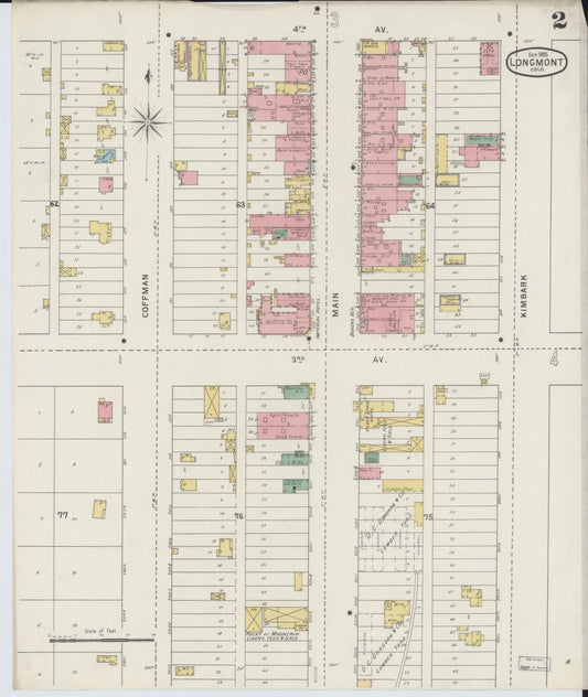 Sanborn Fire Insurance Map from Longmont, Boulder County, Colorado (1895), Sheet #0002 - Historic Sanborn Fire Insurance Map Print, vintage old map wall art, antique decor, genealogy gift, Colorado Colorado map