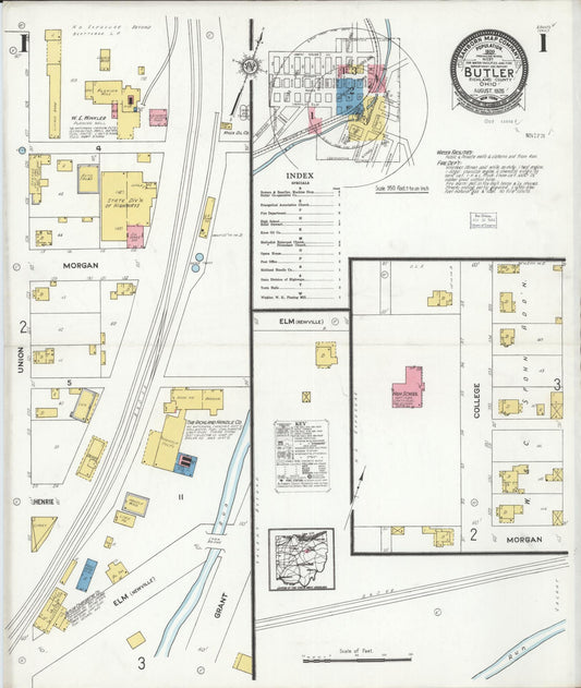 Sanborn Fire Insurance Map from Butler, Richland County, Ohio (1926), Sheet #0001 - Complete Map Set gallery image, historic Sanborn map, vintage wall art, Ohio Ohio