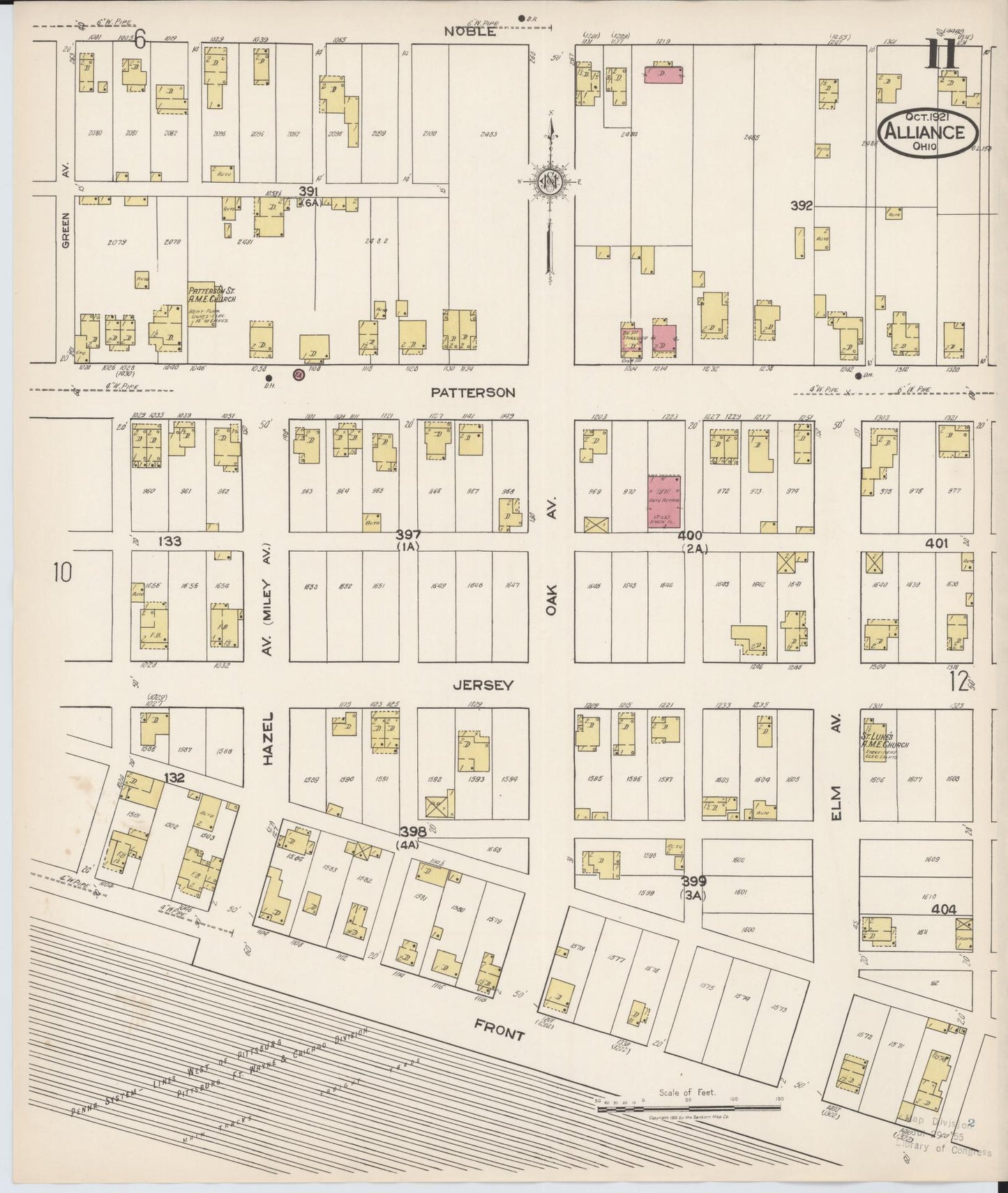 Sanborn Fire Insurance Map from Alliance, Stark County, Ohio (1921), Sheet #0011 - Complete Map Set gallery image, historic Sanborn map, vintage wall art, Ohio Ohio