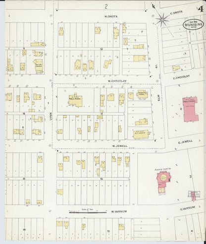 Sanborn Fire Insurance Map from Munising, Alger County, Michigan (1906), Sheet #0004 - Historic Sanborn Fire Insurance Map Print, vintage old map wall art, antique decor, genealogy gift, Michigan Michigan map