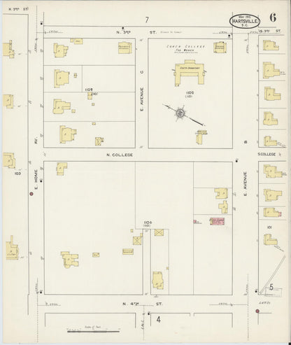 Sanborn Fire Insurance Map from Hartsville, Darlington County, South Carolina (1915), Sheet #0006 - Complete Map Set gallery image, historic Sanborn map, vintage wall art, South Carolina South Carolina