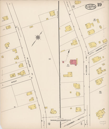 Sanborn Fire Insurance Map from Elberton, Elbert County, Georgia (1922), Sheet #0019 - Complete Map Set gallery image, historic Sanborn map, vintage wall art, Georgia Georgia