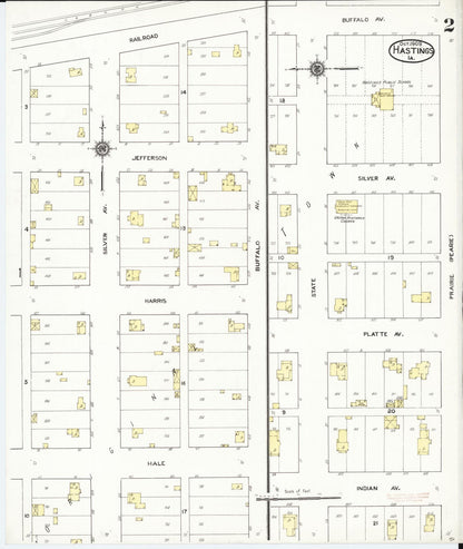 Sanborn Fire Insurance Map from Hastings, Mills County, Iowa (1909), Sheet #0002 - Historic Sanborn Fire Insurance Map Print