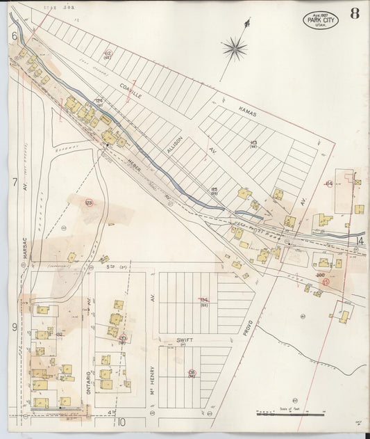 Sanborn Fire Insurance Map from Park City, Summit County, Utah (1940), Sheet #0008 - Historic Sanborn Fire Insurance Map Print, vintage old map wall art, antique decor, genealogy gift, Utah Utah map