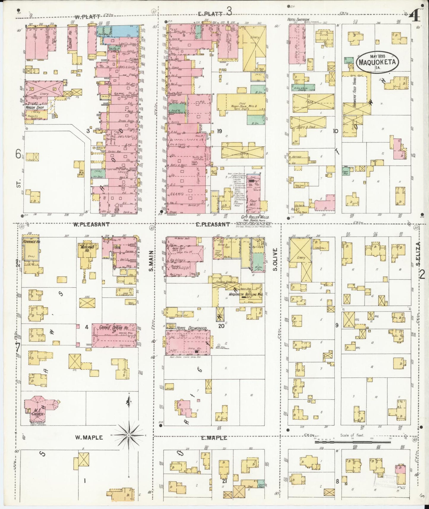 Sanborn Fire Insurance Map from Maquoketa, Jackson County, Iowa (1899), Sheet #0004 - Historic Sanborn Fire Insurance Map Print