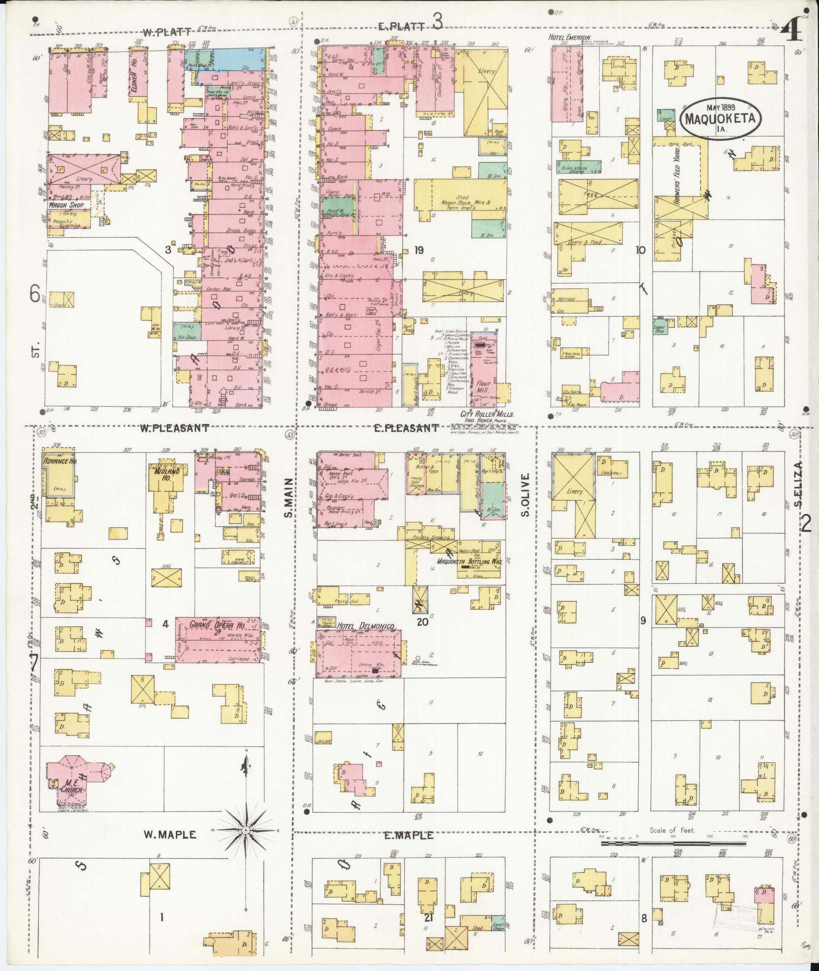Sanborn Fire Insurance Map from Maquoketa, Jackson County, Iowa (1899), Sheet #0004 - Historic Sanborn Fire Insurance Map Print