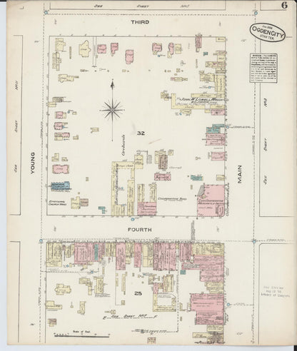 Sanborn Fire Insurance Map from Ogden, Weber County, Utah (1884), Sheet #0006 - Complete Map Set gallery image, historic Sanborn map, vintage wall art, Utah Utah