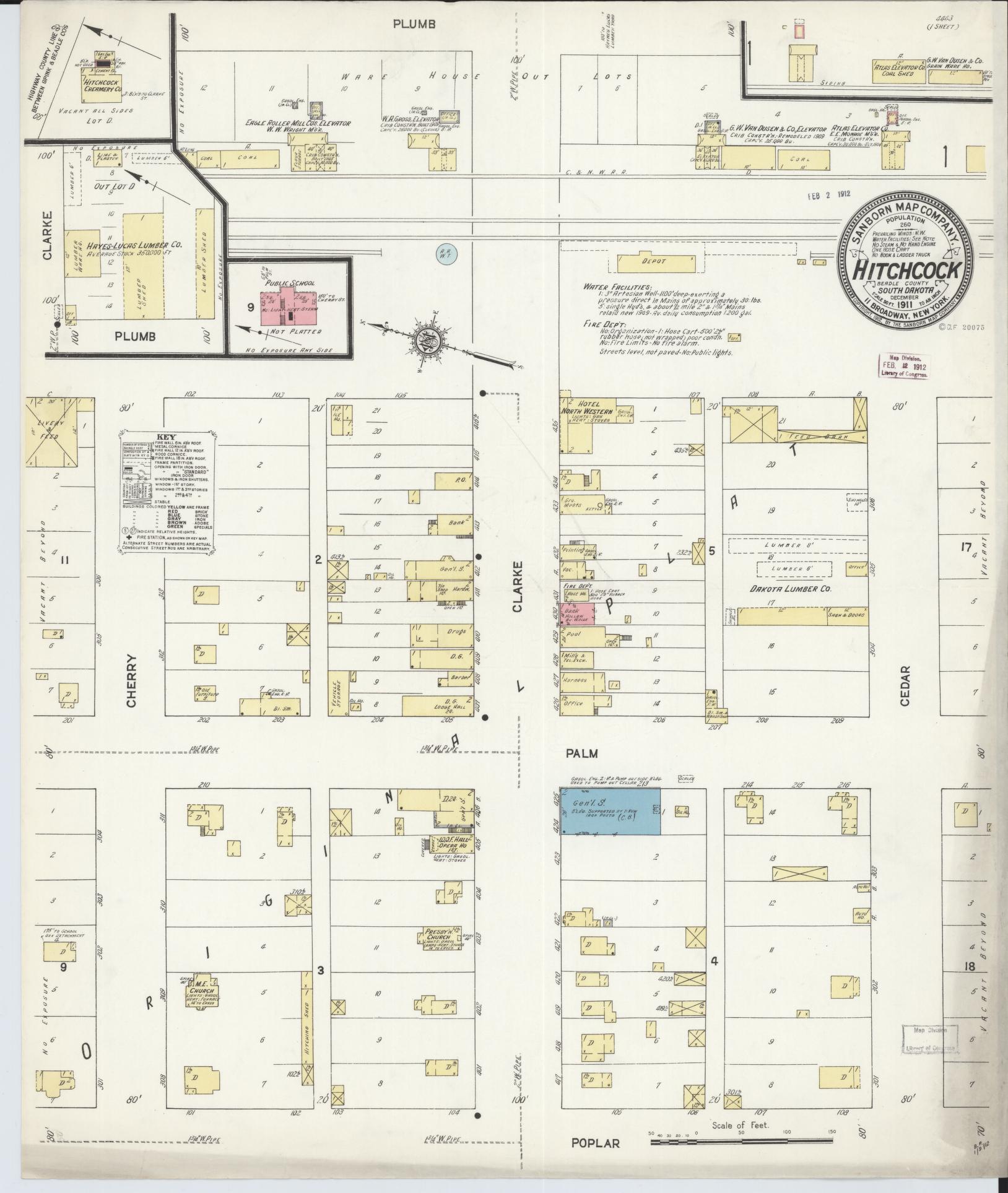 Sanborn Fire Insurance Map from Hitchcock, Beadle County, South Dakota. (1911) – Historic Sanborn Fire Insurance Map Print