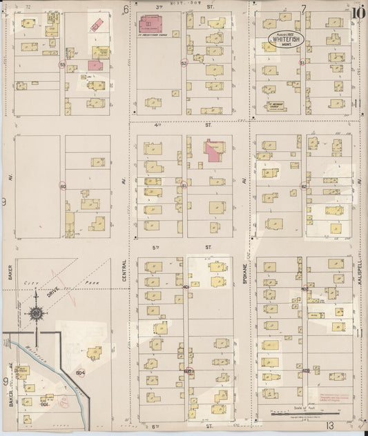 Sanborn Fire Insurance Map from Whitefish, Flathead County, Montana (1932), Sheet #0010 - Historic Sanborn Fire Insurance Map Print, vintage old map wall art, antique decor, genealogy gift, Montana Montana map