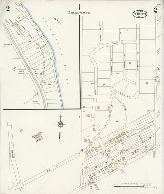 Sanborn Fire Insurance Map from Blawnox, Allegheny County, Pennsylvania (1924), Sheet #0002 - Historic Sanborn Fire Insurance Map Print, vintage old map wall art, antique decor, genealogy gift, Pennsylvania Pennsylvania map