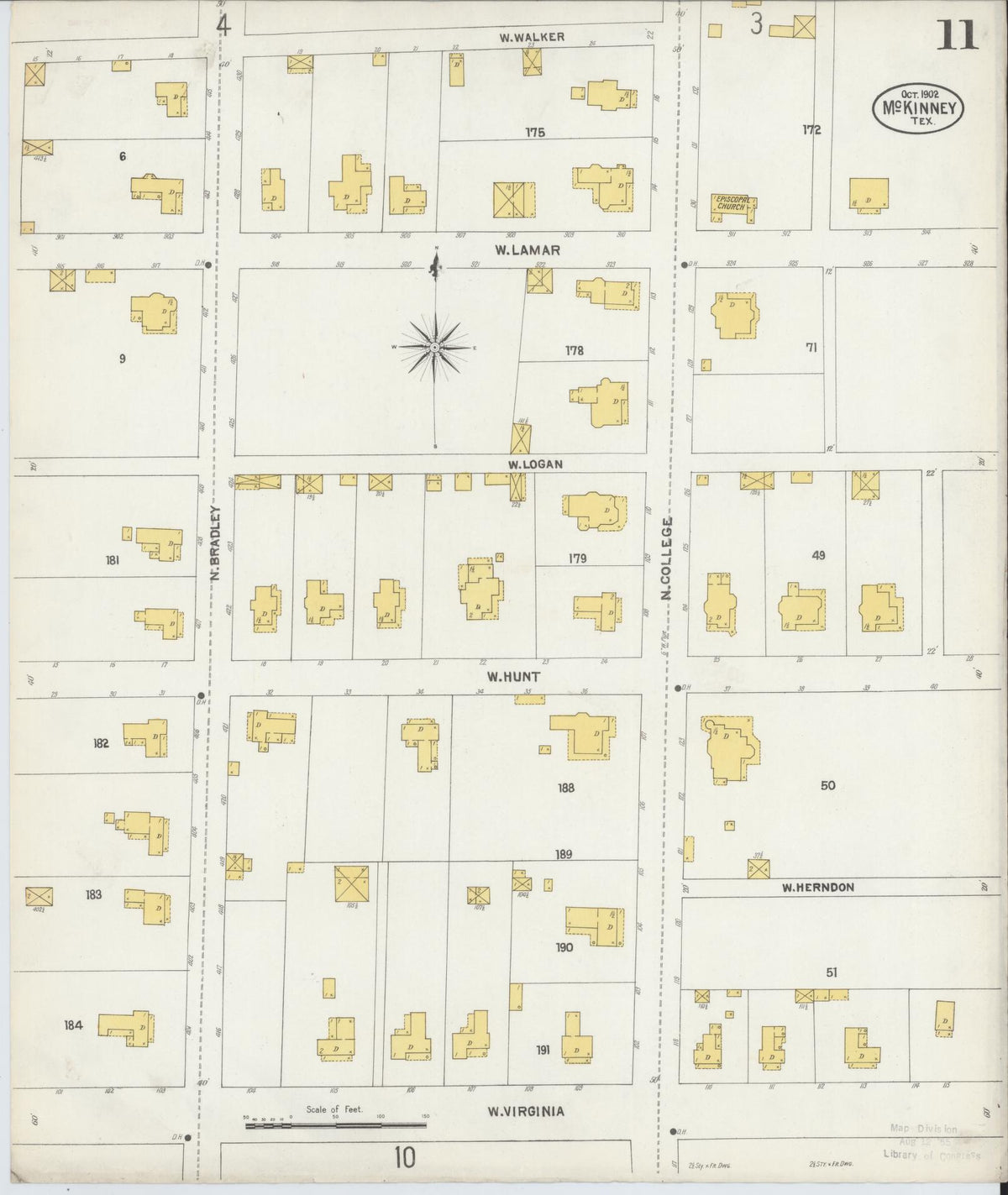 Sanborn Fire Insurance Map from McKinney, Collin County, Texas (1902), Sheet #0011 - Historic Sanborn Fire Insurance Map Print, vintage old map wall art, antique decor, genealogy gift, Texas Texas map