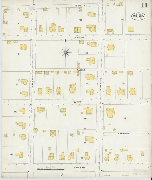Sanborn Fire Insurance Map from McKinney, Collin County, Texas (1902), Sheet #0011 - Historic Sanborn Fire Insurance Map Print, vintage old map wall art, antique decor, genealogy gift, Texas Texas map