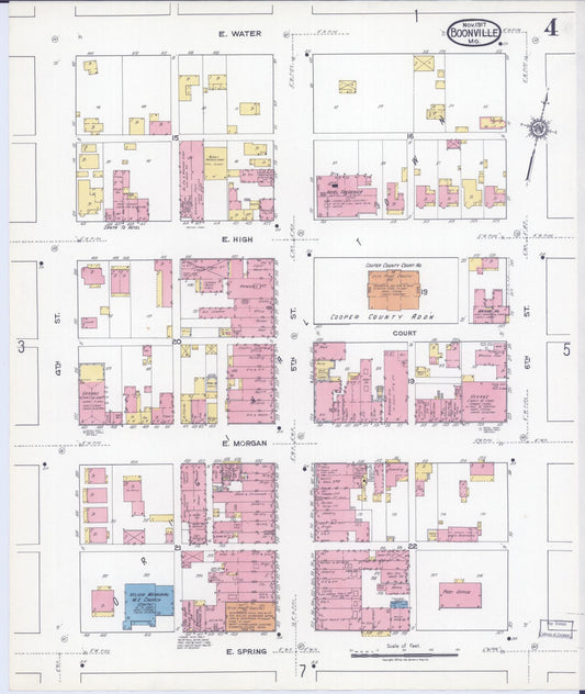 Sanborn Fire Insurance Map from Boonville, Cooper County, Missouri (1917), Sheet #0004 - Historic Sanborn Fire Insurance Map Print, vintage old map wall art, antique decor, genealogy gift, Missouri Missouri map