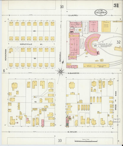 Sanborn Fire Insurance Map from Columbia, Richland County, South Carolina (1904), Sheet #0031 - Complete Map Set gallery image, historic Sanborn map, vintage wall art, South Carolina South Carolina