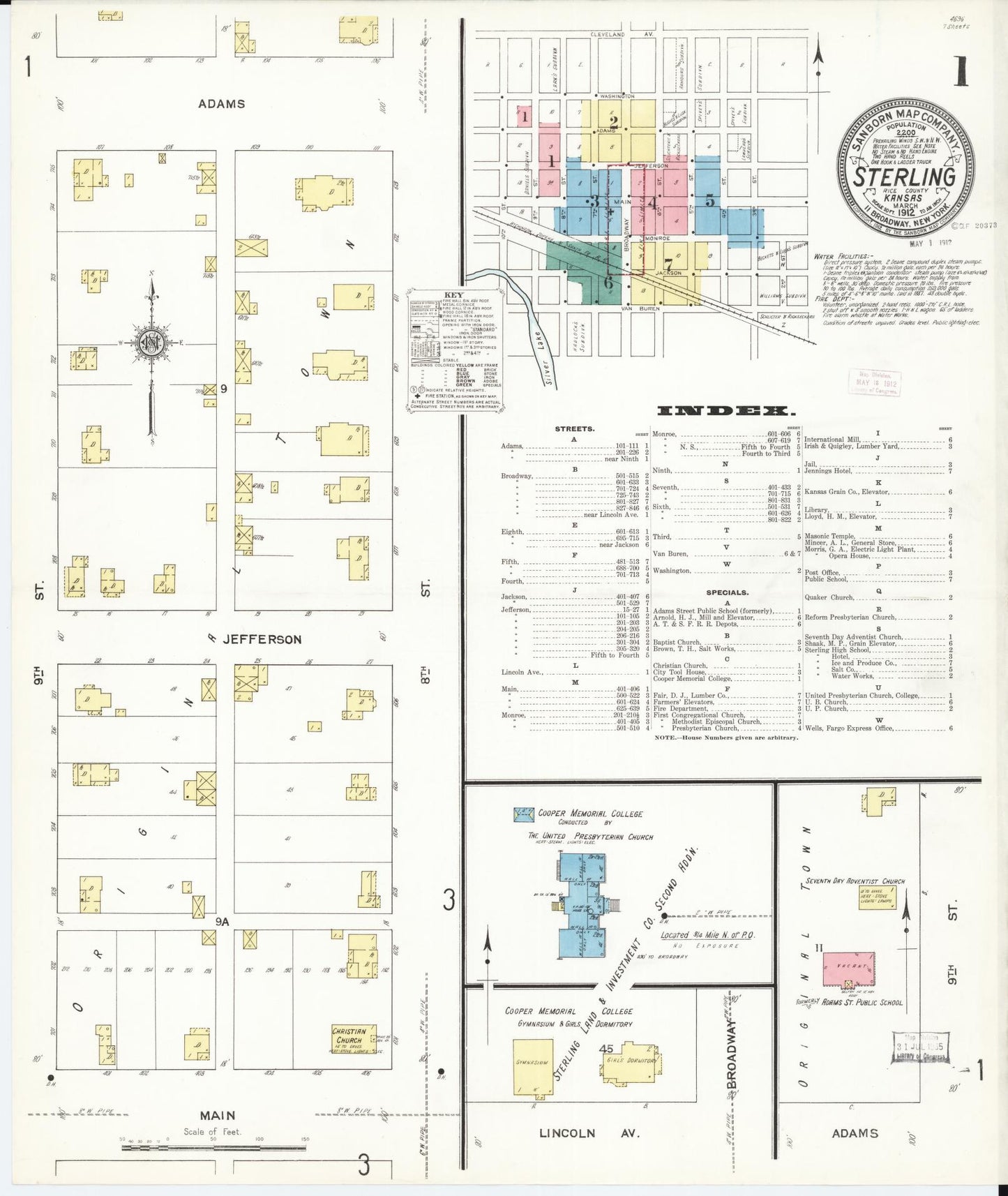 Sanborn Fire Insurance Map from Sterling, Rice County, Kansas. (1912) – Historic Sanborn Fire Insurance Map Print