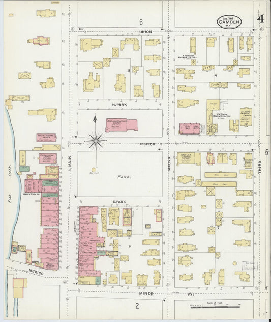 Sanborn Fire Insurance Map from Camden, Oneida County, New York (1906), Sheet #0004 - Historic Sanborn Fire Insurance Map Print, vintage old map wall art, antique decor, genealogy gift, New York New York map