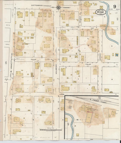 Sanborn Fire Insurance Map from Wynne, Cross County, Arkansas (1945), Sheet #0009 - Complete Map Set gallery image, historic Sanborn map, vintage wall art, Arkansas Arkansas