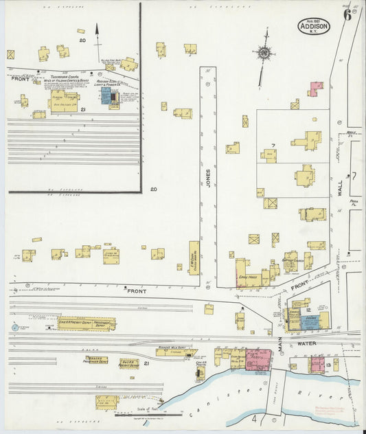 Sanborn Fire Insurance Map from Addison, Steuben County, New York (1921), Sheet #0006 - Historic Sanborn Fire Insurance Map Print, vintage old map wall art, antique decor, genealogy gift, New York New York map