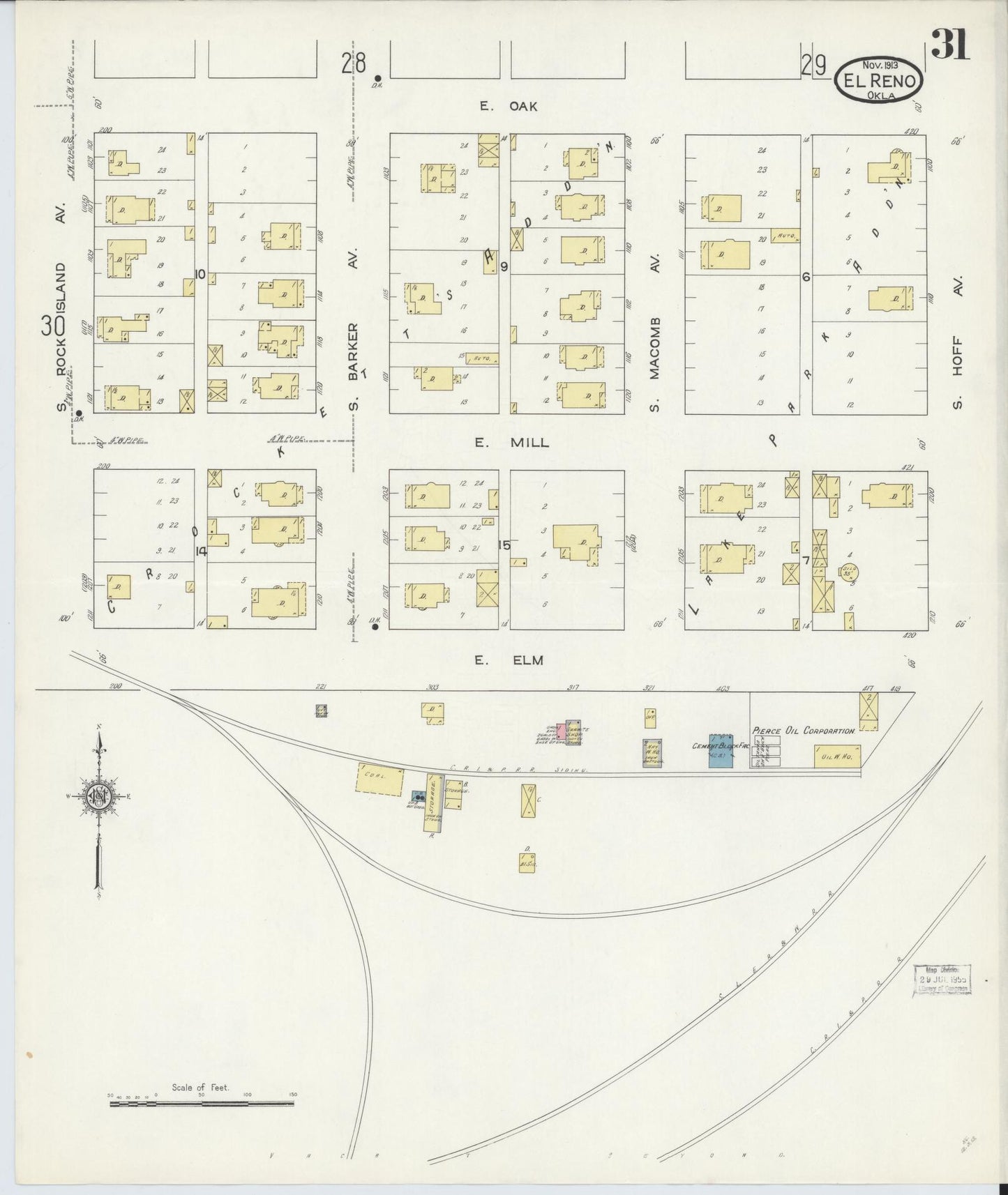 Sanborn Fire Insurance Map from El Reno, Canadian County, Oklahoma (1913), Sheet #0031 - Complete Map Set gallery image, historic Sanborn map, vintage wall art, Oklahoma Oklahoma