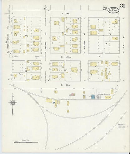 Sanborn Fire Insurance Map from El Reno, Canadian County, Oklahoma (1913), Sheet #0031 - Complete Map Set gallery image, historic Sanborn map, vintage wall art, Oklahoma Oklahoma