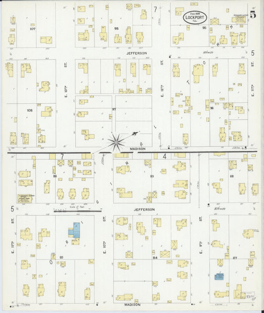 Sanborn Fire Insurance Map from Lockport, Will County, Illinois (1909), Sheet #0005 - Historic Sanborn Fire Insurance Map Print, vintage old map wall art, antique decor, genealogy gift, Illinois Illinois map