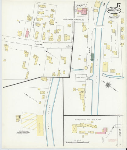 Sanborn Fire Insurance Map from Waterford, Saratoga County, New York (1909), Sheet #0017 - Historic Sanborn Fire Insurance Map Print, vintage old map wall art, antique decor, genealogy gift, New York New York map