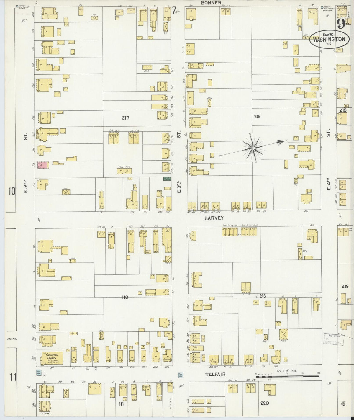 Sanborn Fire Insurance Map from Washington, Beaufort County, North Carolina (1901), Sheet #0009 - Complete Map Set gallery image, historic Sanborn map, vintage wall art, Washington Washington